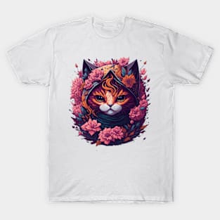 Neko Ninja Flowers T-Shirt